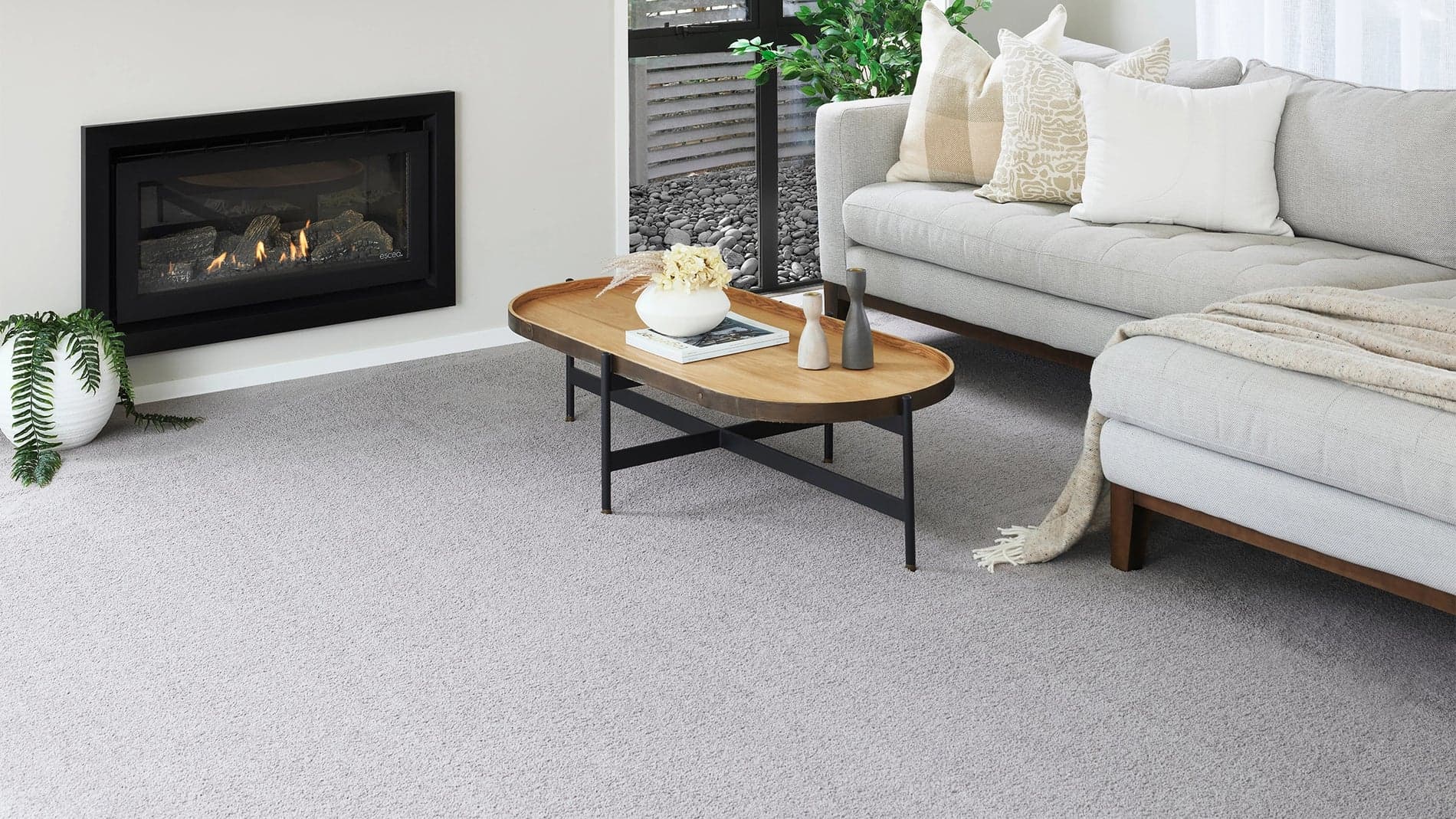 Grey carpet in living room